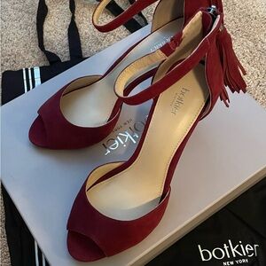 BOTKIER Anna Suede Tasseled Stiletto Heels; Bordeaux; size 8